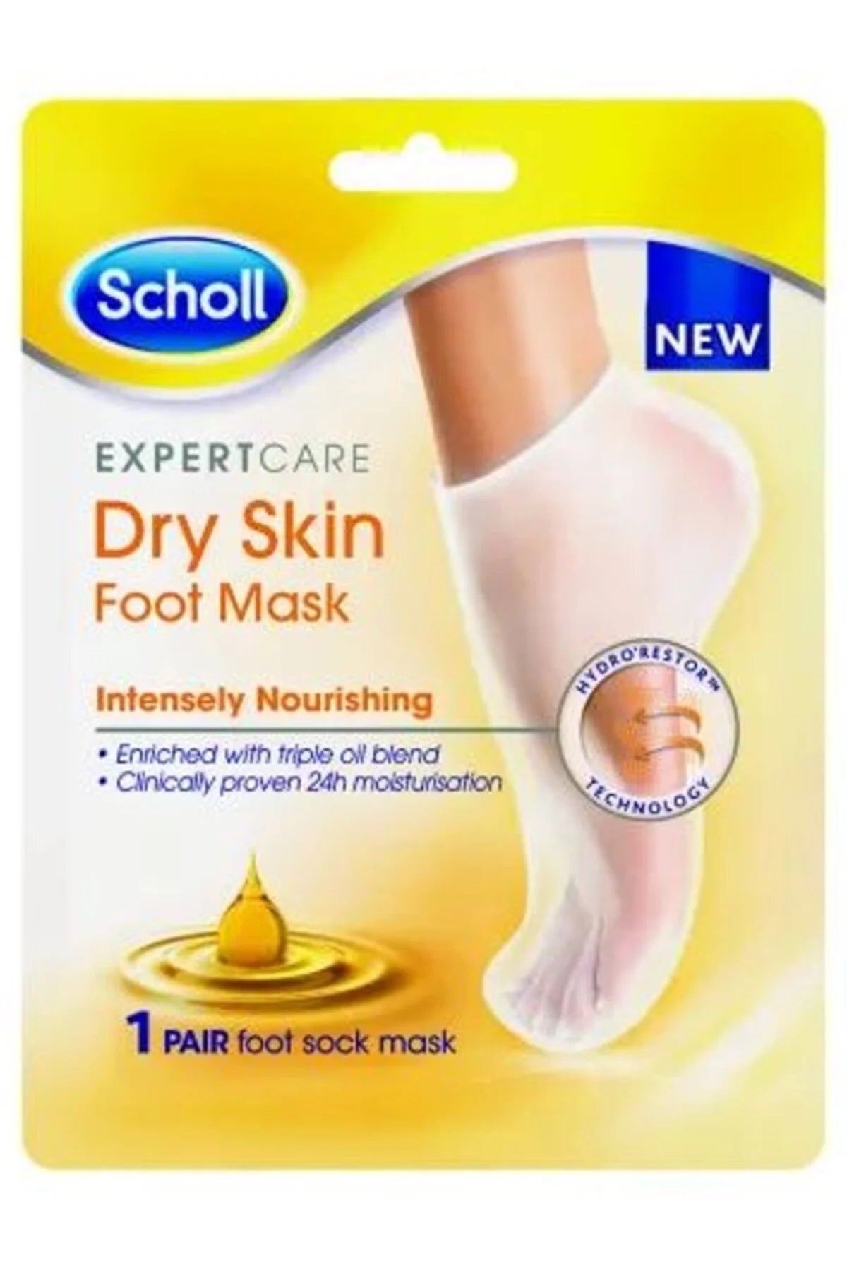 Sosete tip masca pentru hidratarea intensa a picioarelor Footmask Triple Oil, 1 pereche,DrScholl