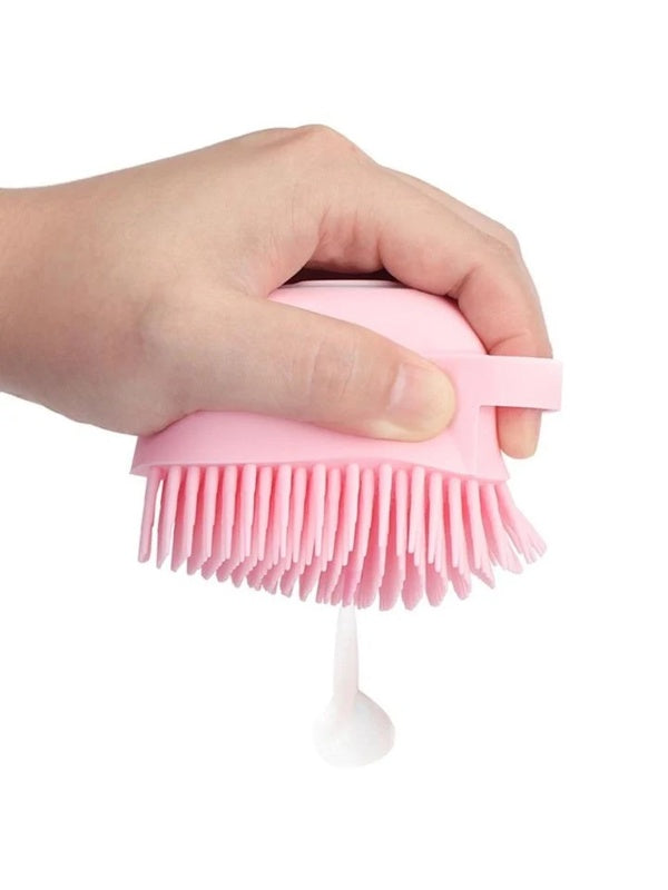Perie din silicon cu rezervor pentru sampon si gel de dus, 80 ml