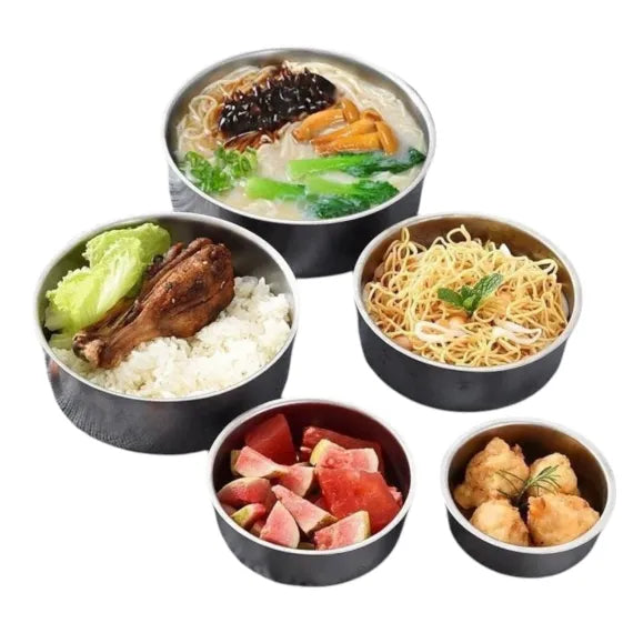 Caserole din Inox cu Capac – Set de 5 Bucăți, Diverse Dimensiuni